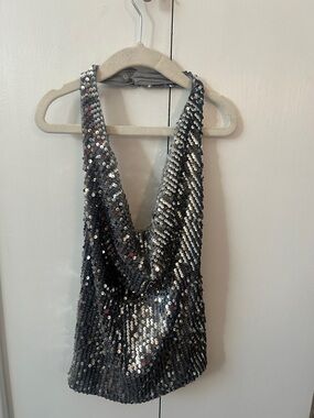 H&M Silver Sequin Tank Top